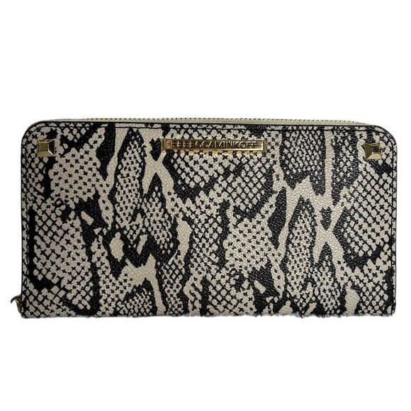 Rebecca Minkoff Ava Zip Wallet Snake Print Studs w/Matching Cosmetic Bag - Picture 2 of 9